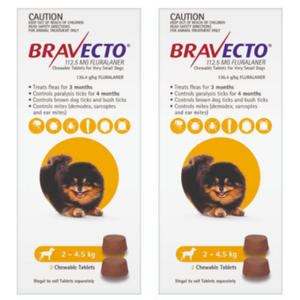 Bravecto for Very Small Dogs 2-4.5kg x 4 Chews (12 months prevention)