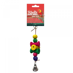 Birdie Wooden Balls and Spools with Bell bird toy