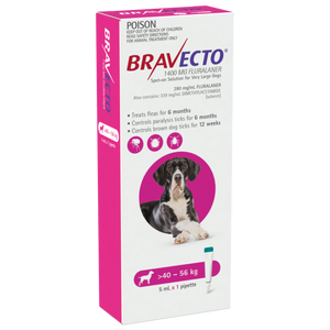 Bravecto SPOT ON for Extra Large Dogs  40 - 56kg Single dose flea and Tick control