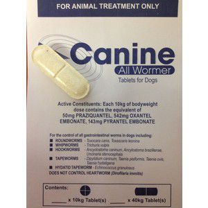 Canine All Wormer 40kg Tablet valueplus