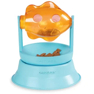 Catstages 2-in-1 Topper Spin Fish Bowl Interactive Cat Toy Catstages spinning fish, treat dispenser cat toy, interactive cat bowl, puzzle feeder cat toy, spinning topper, slow feeder for cats, enrichment toy