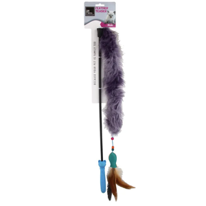 The Pet Cartel Feather Teaser Wand Cat Toy Pet Cartel feather teaser wand, feather cat wand toy, interactive cat teaser toy, feather toy for cats, cat hunting toy, kitten teaser wand, cat play wand, feather teaser cat toy