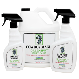 Cowboy Magic Greenspot Remover Waterless Shampoo Cowboy Magic Greenspot Remover, waterless horse shampoo, stain remover spray, horse grooming spray, no rinse shampoo, equine coat cleaner, pet grooming spray, Witch Hazel shampoo, quick clean horse care, show ring grooming products