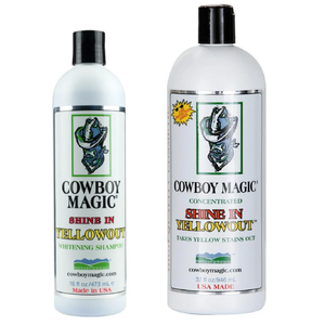 Cowboy Magic Shine in Yellow Out Shampoo whitening shampoo, brightening shampoo, horse whitening shampoo, pet stain remover shampoo, coat brightener, equine grooming shampoo, sun fade brighteners, stain removal shampoo, livestock shampoo, human and animal hair care