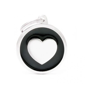 Pet ID Tag Classic Heart Black