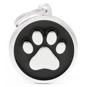 Pet ID Tag Classic Paw Black Lge
