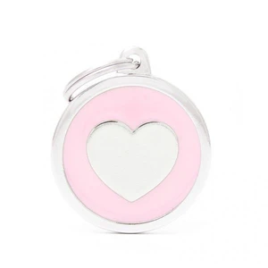 Pet ID Tag Classic Heart Pink