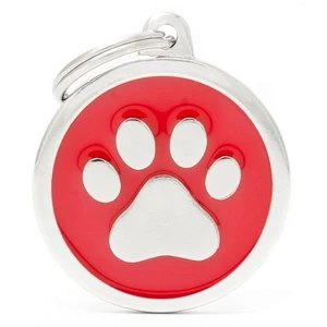 Pet ID Tag Classic Paw Red Lge