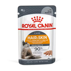 Royal Canin Hair & Skin Care in Loaf Wet Cat Food 12 x 85g Royal Canin Hair & Skin Care, wet cat food loaf, skin sensitive cat food, cat food for shiny coat, omega fatty acids cat food, feline skin nourishment, hair & skin care wet food, sensitive skin cat nutrition, Royal Canin wet cat food 85g, hairball control