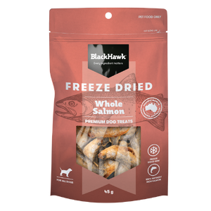 Black Hawk Freeze Dried Whole Salmon Dog Treats 45g blackhawk salmon dog treats, black hawk salmon treats, blackhawk freeze dried salmon, black hawk freeze dried dog treats, blackhawk salmon 50g, blackhawk dog treats australia, salmon freeze dried treats, raw salmon dog treats, black hawk salmon snacks, na
