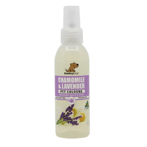 Smiley Dog Chamomile & Lavender Pet Cologne 125mL smiley dog chamomile lavender cologne, smiley dog lavender cologne, smiley dog chamomile spray, lavender dog perfume, chamomile dog cologne, smiley dog pet cologne, lavender pet fragrance spray, chamomile pet deodorant, biodegradable pet spray, smiley dog