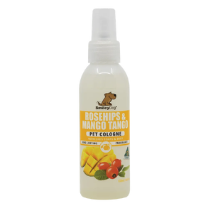 Smiley Dog Rosehips & Mango Pet Cologne 125mL smiley dog rosehips mango cologne, smiley dog pet cologne, smiley dog rosehips cologne, smiley dog mango tango spray, dog deodorant spray, dog perfume australia, natural pet cologne, organic rosehip pet spray, mango dog cologne, biodegradable pet cologne,