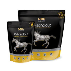 EAC In-sandout - Intestinal Sand Removal Pellet in-sandout, in sandout, in-sand out, sand removal horse, horse sand colic, psyllium horse, psyllium husk for horses, magnesium for horses, sand build up horse, gut sand horse, equine psyllium, equine gut health, horse colon supplement, intestinal pellet h