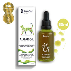Korure Pets Algae Oil for Cats marine algae schizochytrium cat oil, plant omega 3 for cats australia, alternative to fish oil cats, cat dry skin omega supplement, omega 3 for itchy cats, cat coat shine supplement, ethical omega 3 cats nz, algae dha supplement cats, cat immune omega sup