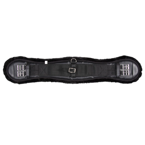 Equi-Prene Dressage Girth w/Elastic & Fleece - Black Equi-Prene dressage girth, fleece lined girth, black dressage girth, anti-gall horse girth, girth for sensitive horses, elastic dressage girth, soft horse girth, removable fleece girth, comfortable equestrian girth, Equi-Prene fleece girth