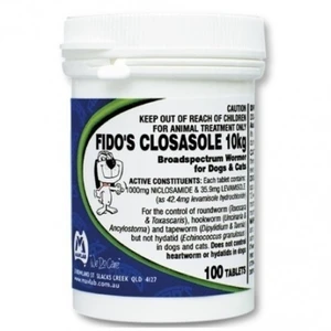 Fidos Closasole 100 tablets Wormer for dogs and cats 