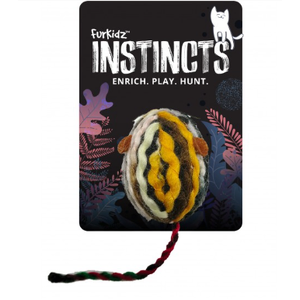 Furkidz Instincts Woolly Mouse White Cat Toy FurKidz cat toy, woolly mouse cat toy, soft cat toy, plush cat toy, eco-friendly cat toy, kitten toy, gentle cat toy, indoor cat toy, interactive cat toy, cat toys for gentle play