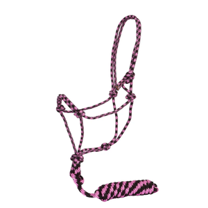 Fort Worth Rope Halter w/Lead - Hot Pink/Chocolate 10'