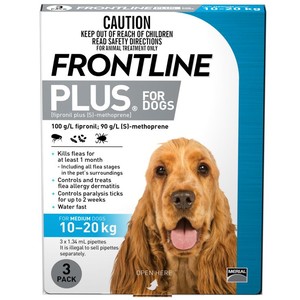 Frontline Plus Medium Dog 3pk - 10kg-20kg