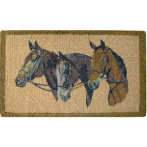 Coir Door Mat Three Horse Heads