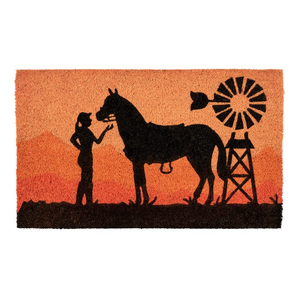 Coir Door Mat Girl and Horse
