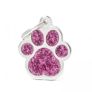 Pet ID Tag Shine Paw Pink Lge
