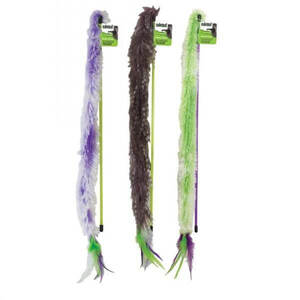 Go!Cat!Go! FEATHER TEASER WAND - Assorted Colours 37cm (Approx)