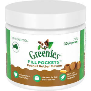 Greenies Pill Pockets Peanut Butter Flavour for Dogs - 30 Pack greenies pill pockets peanut butter, dog pill treat australia, hide medication dog treat, pill pockets dogs 30 pack, peanut butter dog pill treat, greenies pill pockets australia, dog medication treat peanut butter