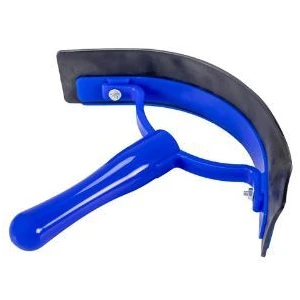 Plastic Sweat Scraper - Blue horse sweat scraper, rubber blade sweat scraper, plastic sweat scraper, horse grooming tool, equine sweat scraper, curved sweat scraper, horse drying tool, rubber horse scraper, horse care essentials, sweat scraper for horses, multi-colour grooming scrape