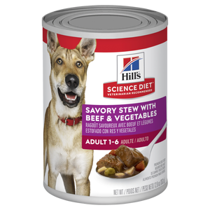 Hills Science Diet Savoury Stew Beef & Vegetables Canned Dog Food 363g x 12  