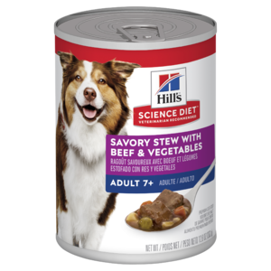 Hills Science Diet Adult 7+ Savory Stew Beef & Vegetables Canned Dog Food, 363g x 12 Pack