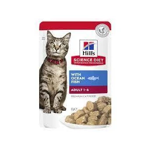 Hills Science Diet Feline Optimal Care Adult with Ocean Fish Pouches 85gm x 12