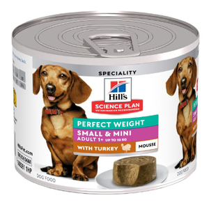 Hills Science Diet Perfect Weight Adult Small & Mini Breed Dog Mousse with Turkey 200g x 12