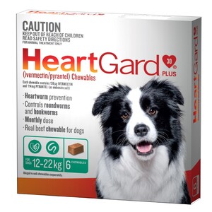 Heartgard Plus Green 6 pack - Dogs 12-22kg Monthly Heartworm Chews