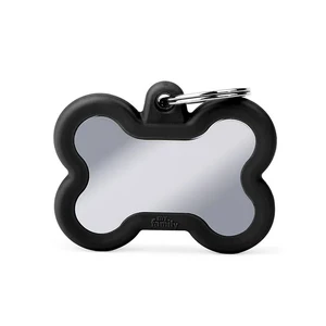 Pet ID Hush Tag Bone Chrome/Black