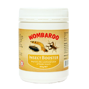 Wombaroo Insect Booster - 300g gut load insect feed, calcium for feeder insects, cricket food, mealworm nutrition, live insect supplement, reptile feeder enhancement, high calcium insect food, vitamin supplement for crickets, gut loading powder, insect booster for reptiles