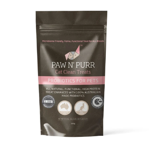 Ipromea PAW N PURR Probiotic Cat Treats 100g ipromea, paw n purr, paw and purr, probiotic cat treats, cat probiotics, gut health for cats, feline probiotic, digestive health cats, immune support cat, australian cat treats, natural cat treats, probiotic treats cats, cat digestion, healthy cat snacks,