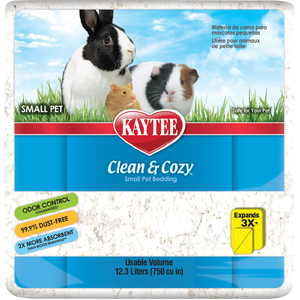 Kaytee Clean & Cozy White Paper Bedding - 12.3L Kaytee Clean & Cozy bedding, white small animal bedding, dust-free bedding for rabbits, guinea pig paper bedding, soft bedding for hamsters, odor control pet bedding, absorbent pet bedding, Kaytee USA bedding, small animal habitat bedding