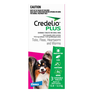 Credelio Plus Small Pink 2.8-5.5kg Dog Flea Tick & Worm Chew