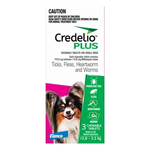 Credelio Plus Small Pink 2.8-5.5kg Dog Flea Tick & Worm Chew
