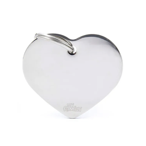 Pet ID Tag Basic Heart Chrome Sml 