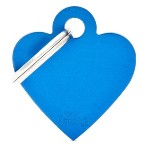 Pet ID Tag Basic Heart Blue Lge
