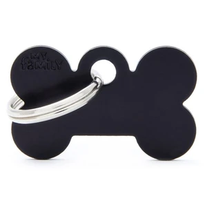 Pet ID Tag Basic Bone Black Sml