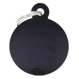Pet ID Tag Basic Circle Black Lge