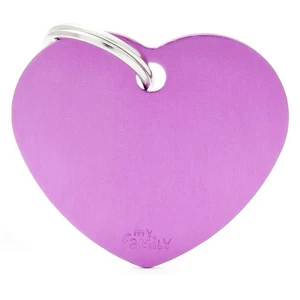 Pet ID Tag Basic Heart Purple Lge