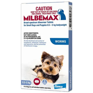 Milbemax small dogs and Puppies up to 5kg - 2 pack
