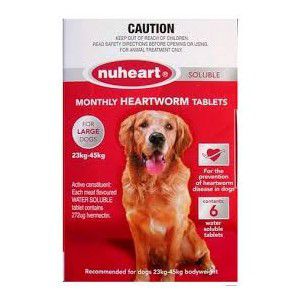Nuheart heartworm Tablets for Large dogs 23 - 45kg 6pk
