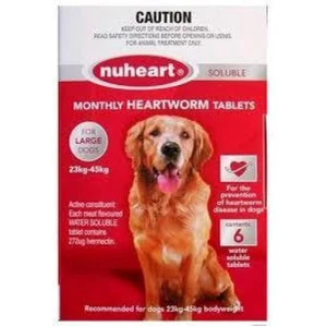 Nuheart heartworm Tablets for Large dogs 23 - 45kg 6pk