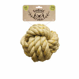 Furkidz Natures Choice Jute Ball Toy 15cm jute ball dog toy, natural dog chew toy, durable dog ball, eco-friendly dog toy, Furkidz dog toys, chew ball for dogs, safe dog chew toy, 15cm dog toy, sustainable dog toy, interactive dog toy, tough chew ball, natural fiber dog toy