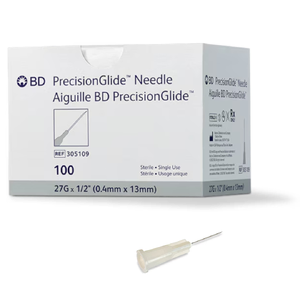 BD PrecisionGlide Hypodermic Needles box of 100 (27G x 1/2")